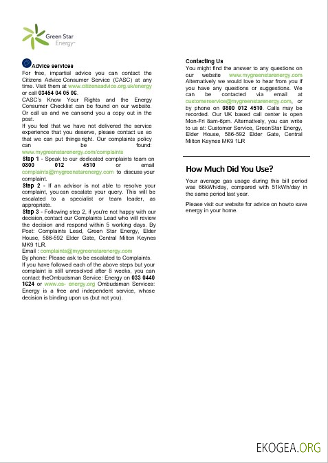 Royaume Uni Green Star Energy facture de services publics pour les entreprises d'énergie Formats Word et PDF, 3 pages 3